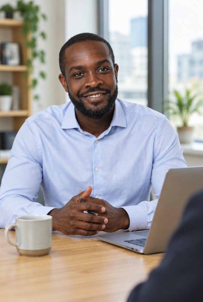 Switching accountants: An accountant speaking with a client across an office table